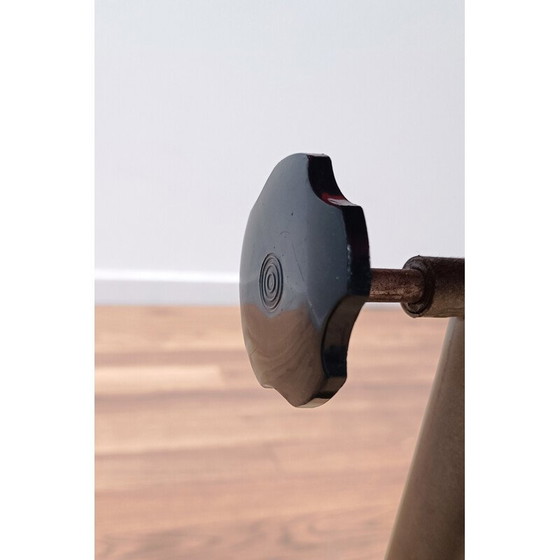 Image 1 of Vintage zwart gebeitst metalen en plastic laboratoriumkrukje