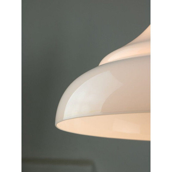 Image 1 of Vintage aluminium en glazen hanglamp, Italië