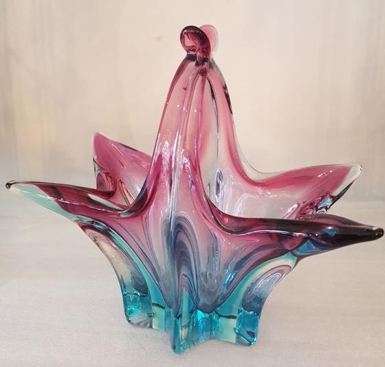 Image 1 of 2X Murano vaas en schaal met handvat