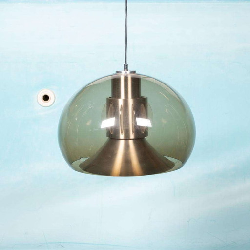 Space age smoked hanglamp, vintage smoked lucite pendant