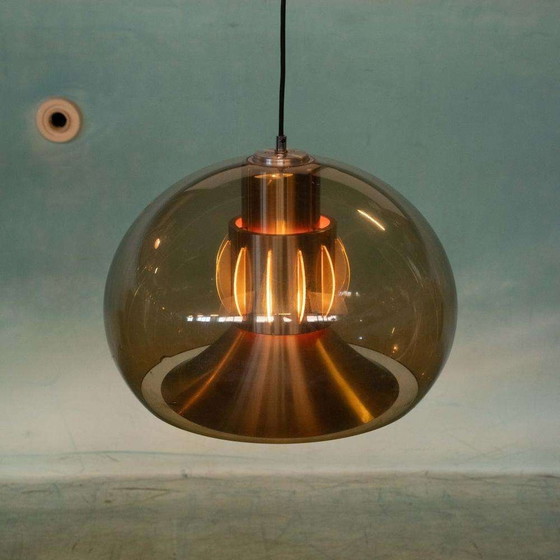 Image 1 of Space age smoked hanglamp, vintage smoked lucite pendant