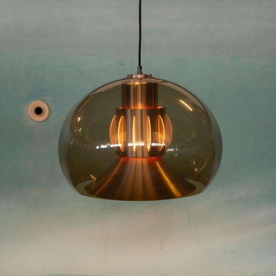 Image 1 of Space age smoked hanglamp, vintage smoked lucite pendant