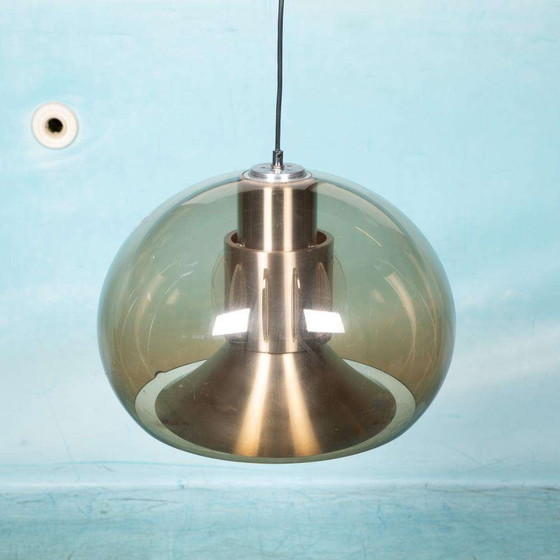 Image 1 of Space age smoked hanglamp, vintage smoked lucite pendant