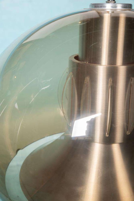 Image 1 of Space age smoked hanglamp, vintage smoked lucite pendant