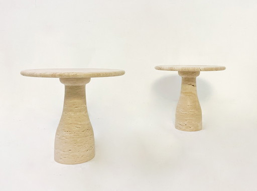 2x Vintage travertijn Tafels