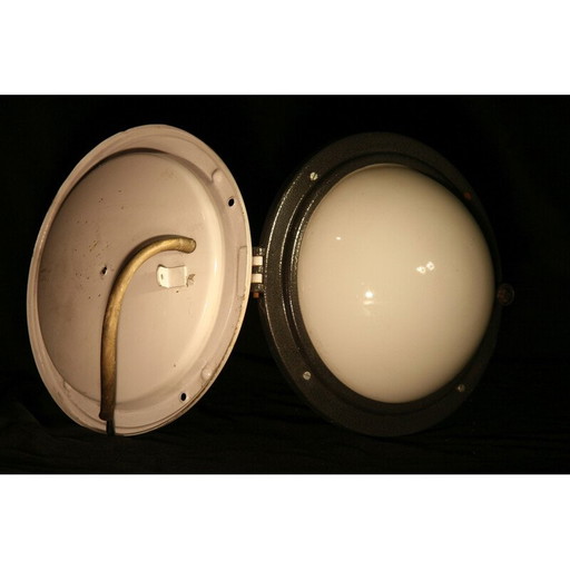 Vintage stalen plafondlamp voor Konstal Chorzów, 1950