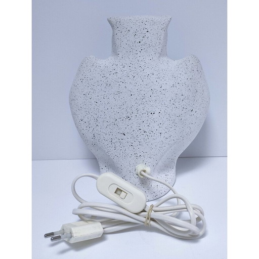 Vintage witte keramische uil lamp, Frankrijk 1980