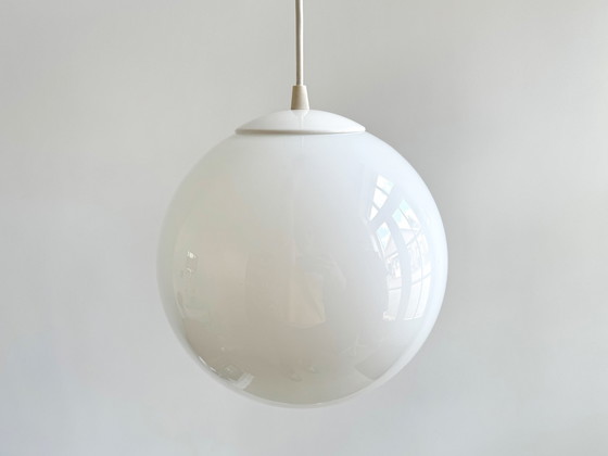 Image 1 of 1X Wit Glazen Vintage Bollamp Hanglamp