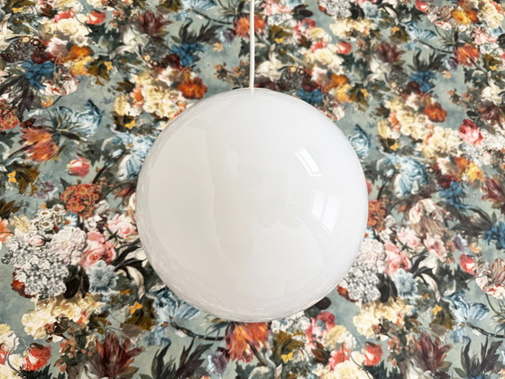 Image 1 of 1X Wit Glazen Vintage Bollamp Hanglamp