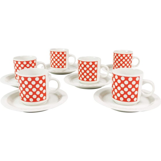 Image 1 of Set van 6 vintage porseleinen espressokopjes voor Fontebasso Treviso, Italië 1970