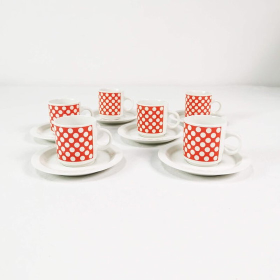 Image 1 of Set van 6 vintage porseleinen espressokopjes voor Fontebasso Treviso, Italië 1970