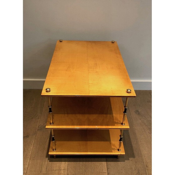 Image 1 of Vintage drie-vaks console in sycamore en messing van Jansen, 1940