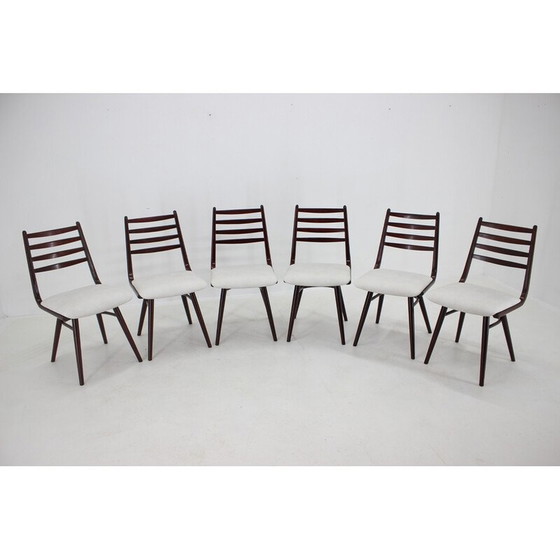 Image 1 of Set van 6 vintage beukenhouten "Boomerang" stoelen, Tsjecho-Slowakije 1970