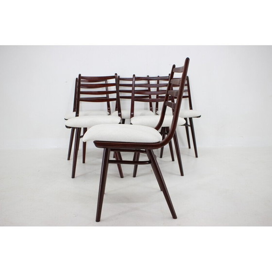 Image 1 of Set van 6 vintage beukenhouten "Boomerang" stoelen, Tsjecho-Slowakije 1970