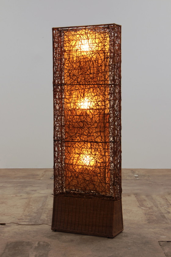 Image 1 of Vintage Mid-Century Bamboo Vloerlamp