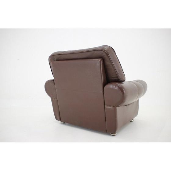 Image 1 of Vintage bruin leren fauteuil, Denemarken 1970