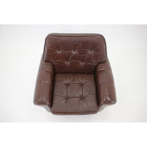 Image 1 of Vintage bruin leren fauteuil, Denemarken 1970