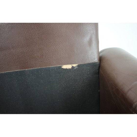 Image 1 of Vintage bruin leren fauteuil, Denemarken 1970
