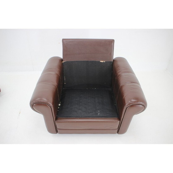 Image 1 of Vintage bruin leren fauteuil, Denemarken 1970