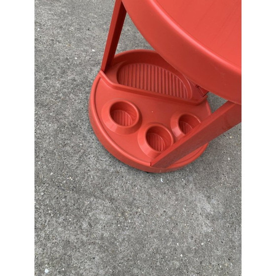 Image 1 of Italiaanse bar trolley in rood plastic, 1970