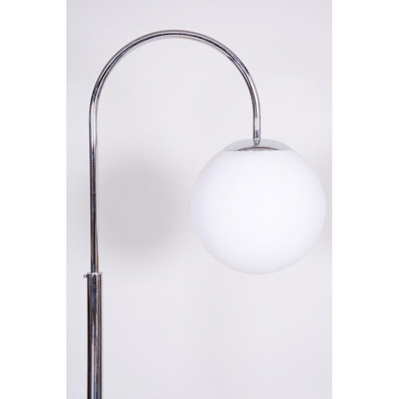 Image 1 of Vintage vloerlamp in eikenhout en verchroomd staal, Tsjechië 1930