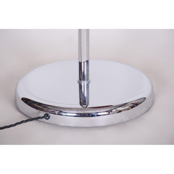 Image 1 of Vintage vloerlamp in eikenhout en verchroomd staal, Tsjechië 1930