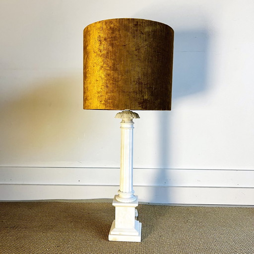 Klassieke Marmer Zuil Lamp Italiaans Vintage