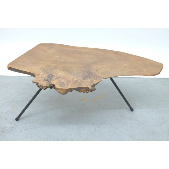 Image 1 of Vintage salontafel in hout en messing, Oostenrijk 1950