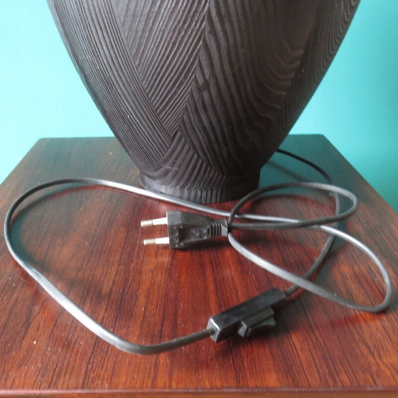 Image 1 of Vintage gezwart houten lamp, Frankrijk 1980