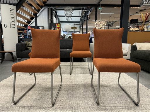 4 Jess Design eetkamerstoelen Oranje stof 