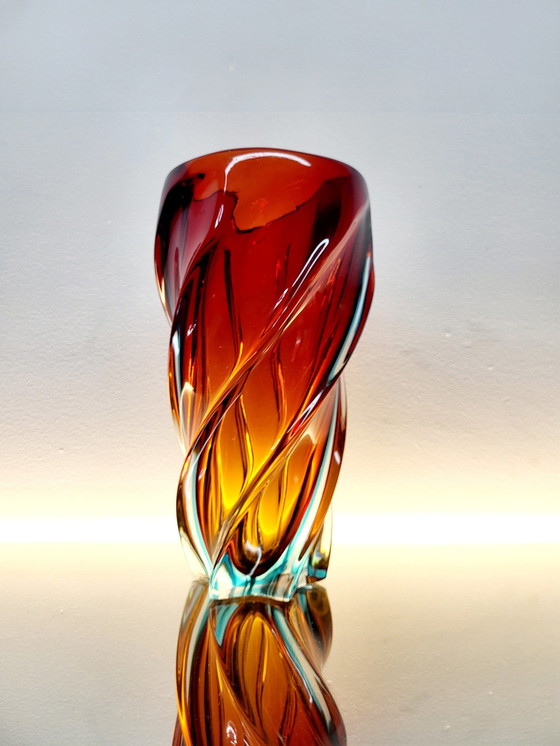 Image 1 of Murano Meerkleurige Glazen Gedraaide Vaas, Somserso-Techniek, Italy, Jaren 70