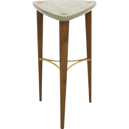 Vintage stenen en teakhouten voetstuk voor Glas en Trä, Zweden 1950