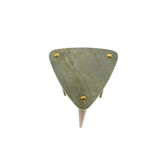 Image 1 of Vintage stenen en teakhouten voetstuk voor Glas en Trä, Zweden 1950