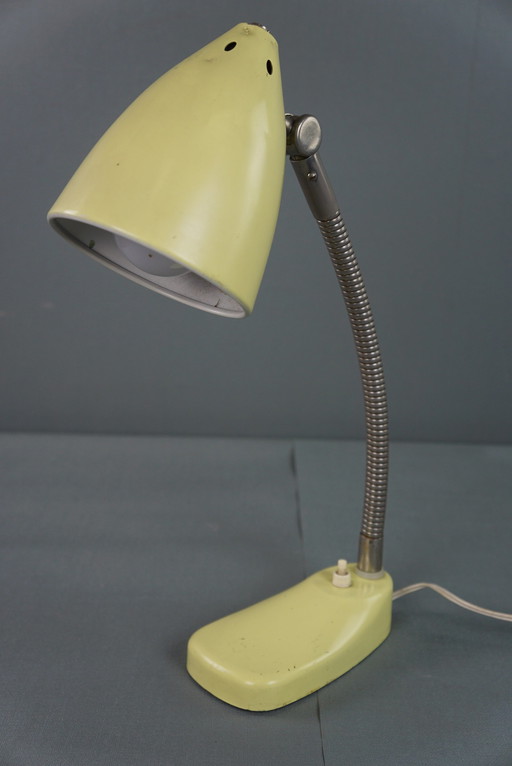 Gele metalen vintage jaren 60 design lamp/ bureaulamp