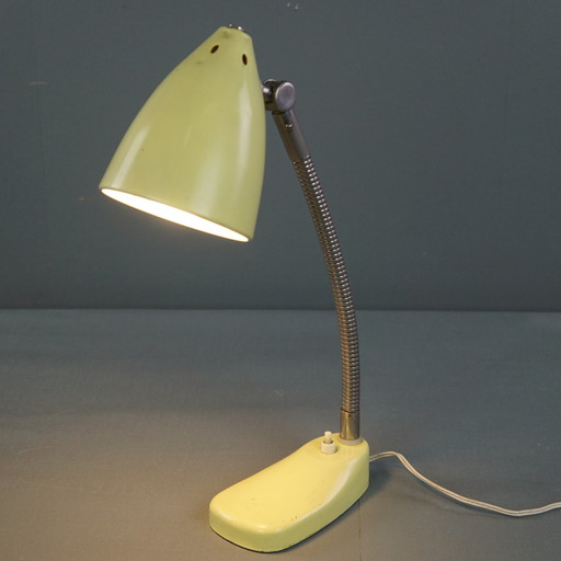 Gele metalen vintage jaren 60 design lamp/ bureaulamp