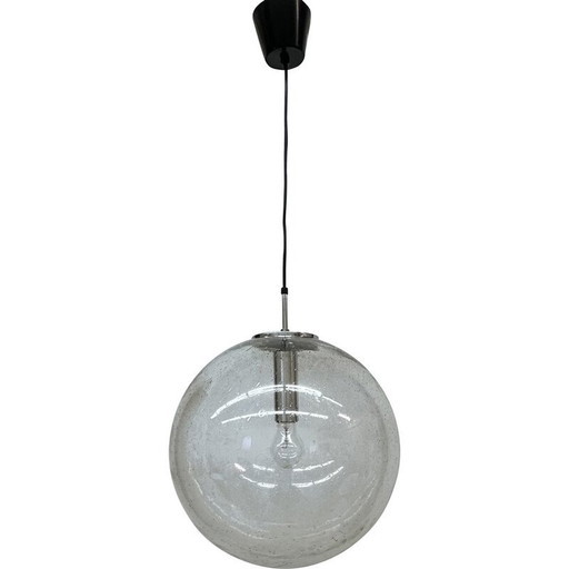 Vintage glazen en metalen hanglamp voor Limburg Glashütte, Duitsland 1970