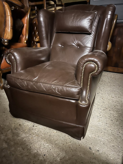 Chocolade Leder Fauteuil 