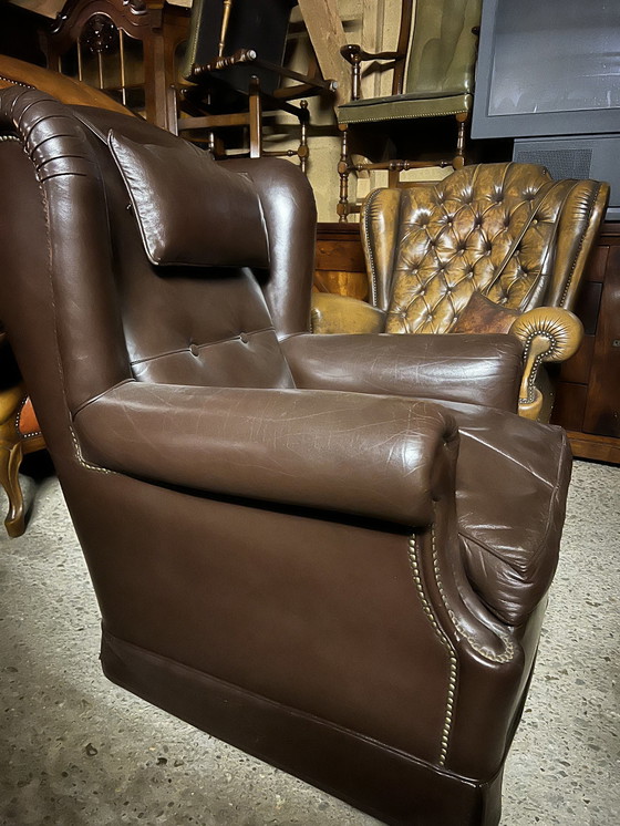 Image 1 of Chocolade Leder Fauteuil 