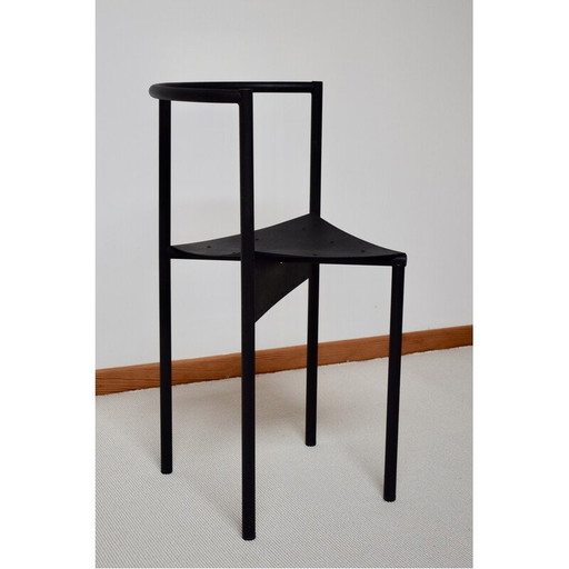 Paar vintage Wendy Wright stoelen in matzwart gelakt metaal van Philippe Starck voor Disform, 1986