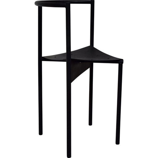 Paar vintage Wendy Wright stoelen in matzwart gelakt metaal van Philippe Starck voor Disform, 1986