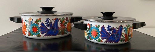 Villeroy & Boch 2 Emaille Pannen Met Deksel "Acapulco