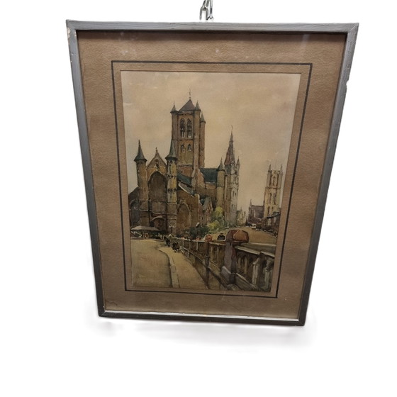 Image 1 of Aquarel Van Gent Nicolas Markovitch