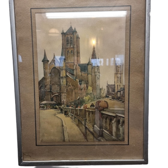 Image 1 of Aquarel Van Gent Nicolas Markovitch