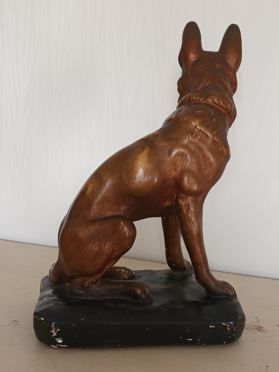 Image 1 of Gesigneerd Vintage Gipsen Hondenbeeldje