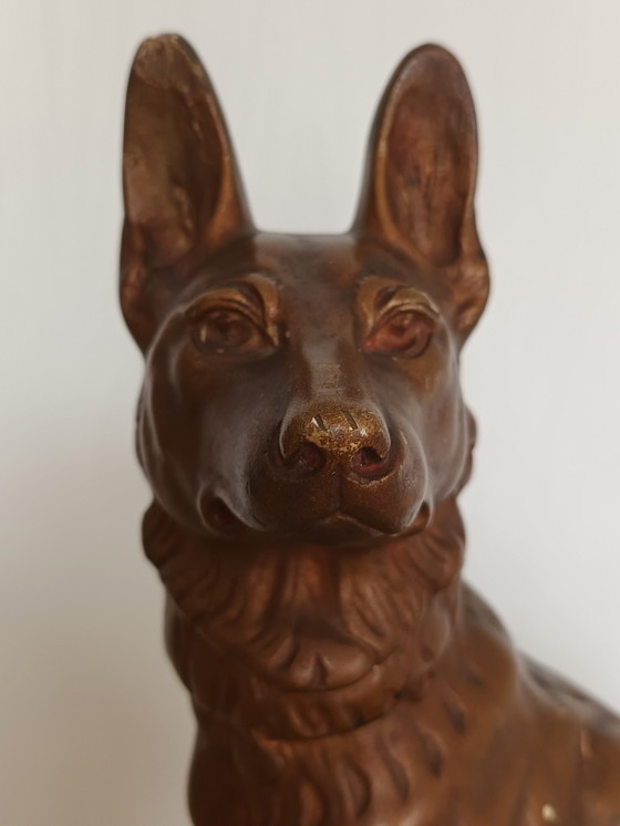 Image 1 of Gesigneerd Vintage Gipsen Hondenbeeldje