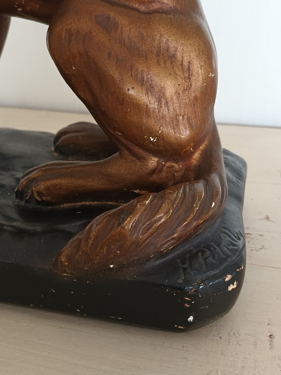 Image 1 of Gesigneerd Vintage Gipsen Hondenbeeldje