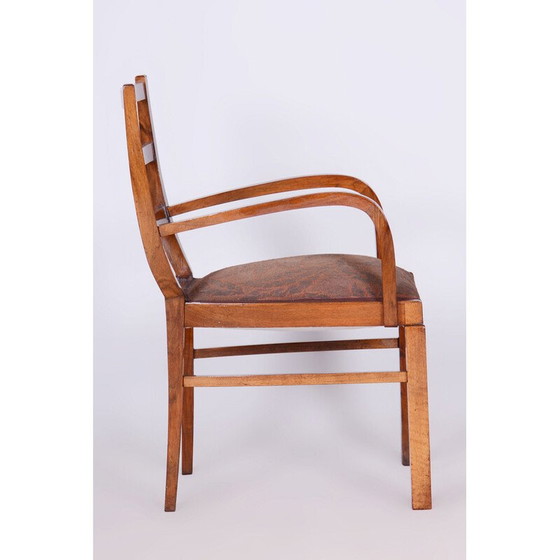 Image 1 of Vintage Art Deco walnoten fauteuil, Tsjecho-Slowakije 1920