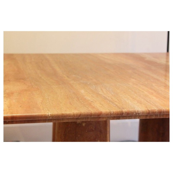 Image 1 of Vintage tafel Il collonato in rood travertijn van Mario Bellini