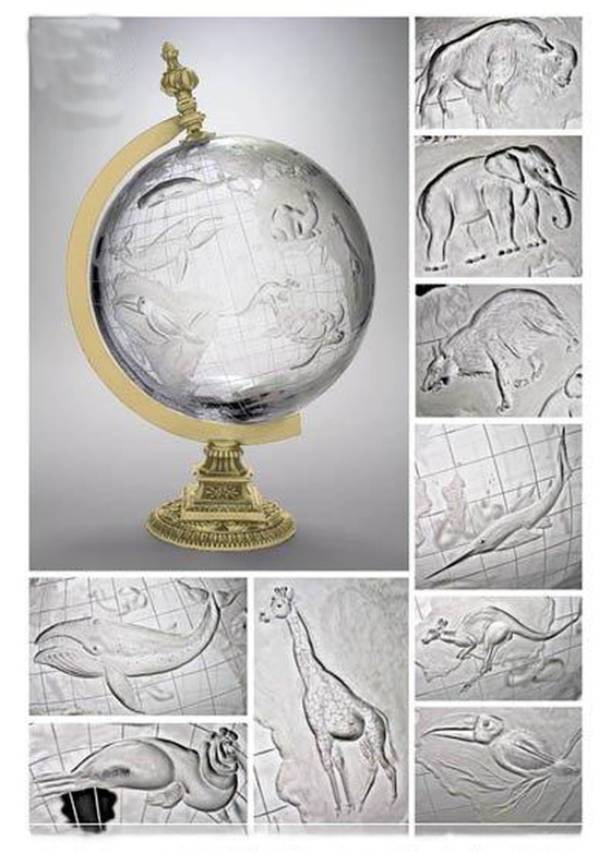 Image 1 of Vintage wereldbol handgegraveerd