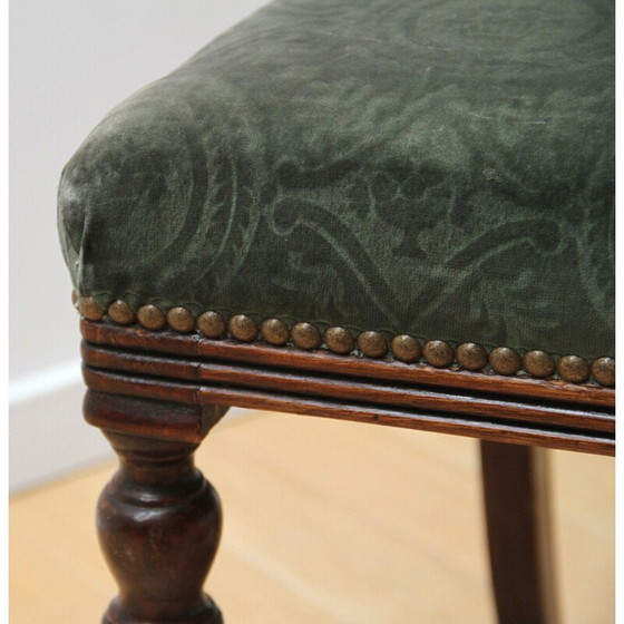Image 1 of Set van 3 vintage stoelen van hout en fluweel
